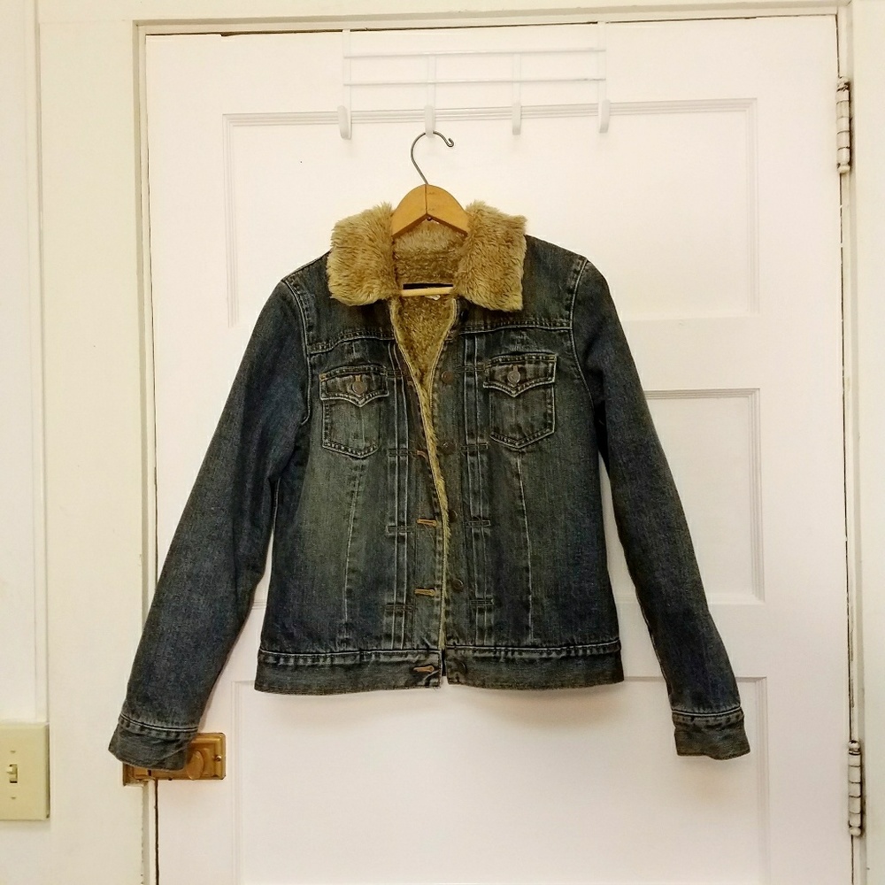 Faux Fur Lined Denim Jacket GAP